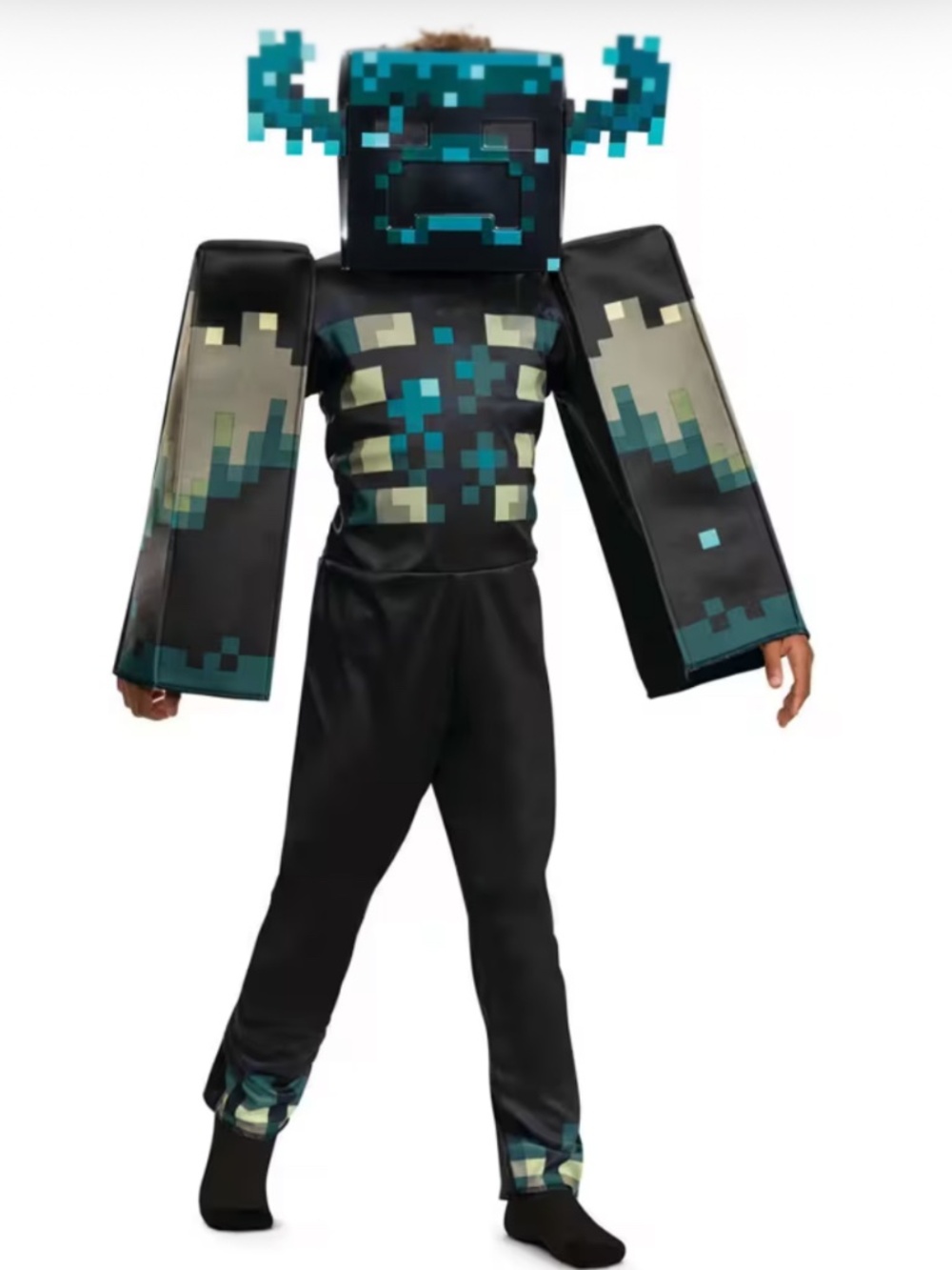 Minecraft Warden Deluxe Costume Kids Size 8 With Mask Halloween